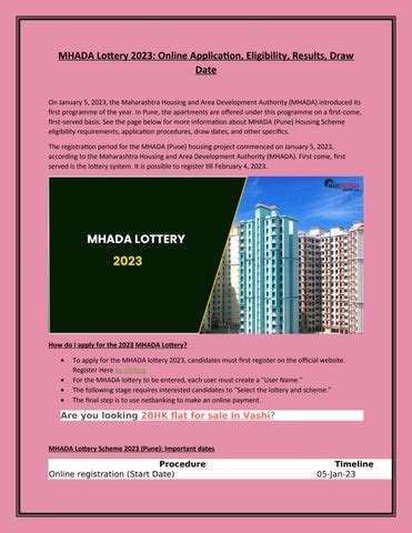 MHADA Lottery 2023: Online Application, Eligibility, Results, Draw Date.